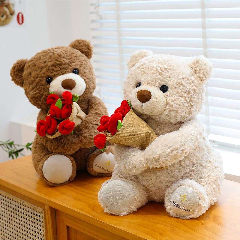 Bear Plush with Magnetic Flowers